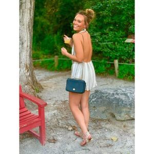 Dainty Hooligan backless cream striped halter top romper - SIZE LARGE